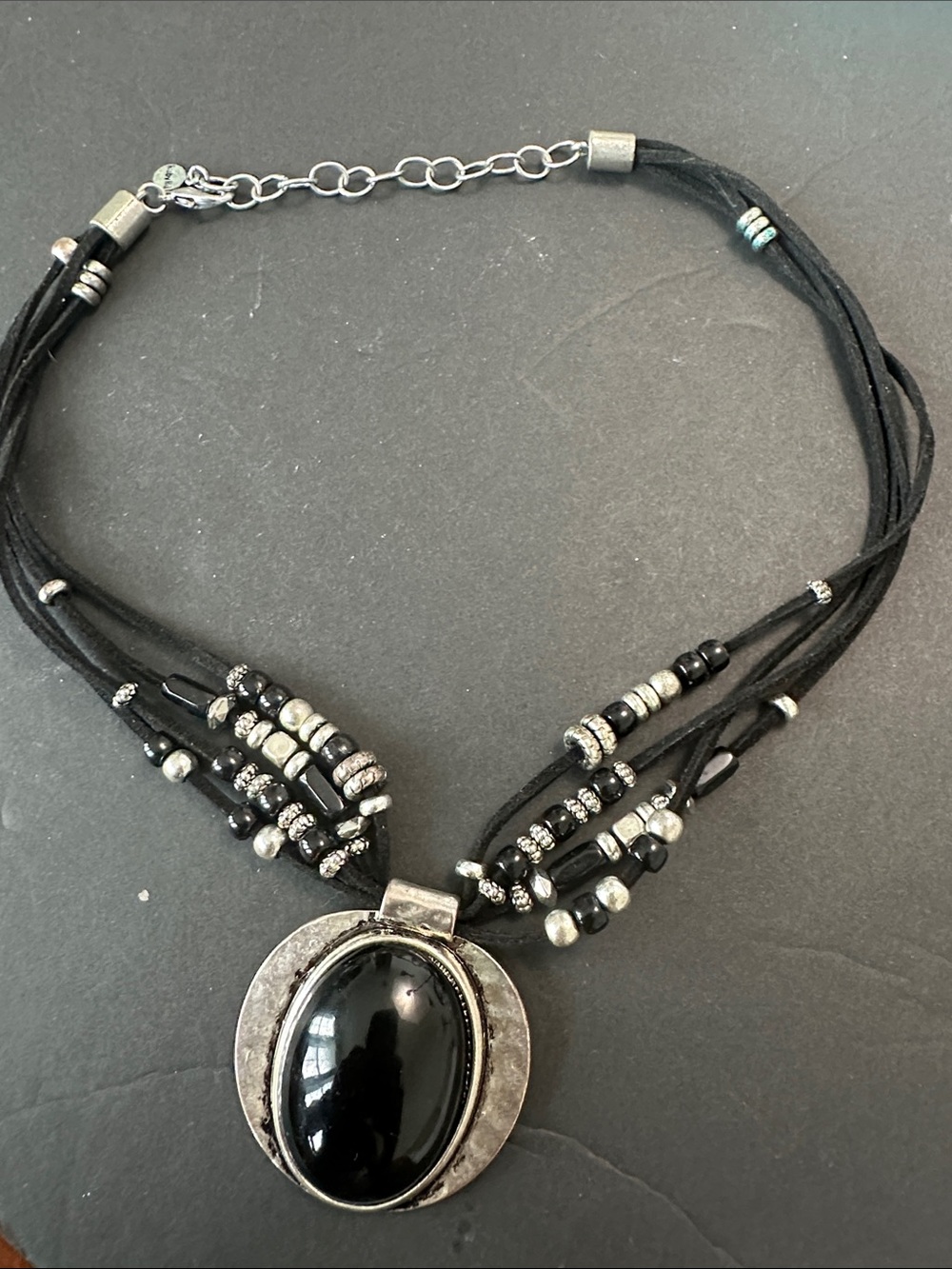 Ruby Rd. Black Multi-Strand Suede Necklace with Silver Accents